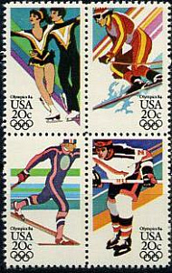 США, 1984, Зимняя Олимпиада, 4 марки квартблок